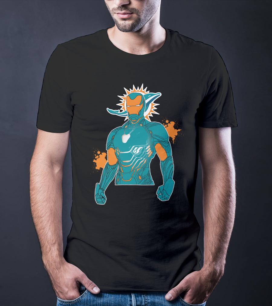Miami Dolphins Iron Man Crossover T-Shirt