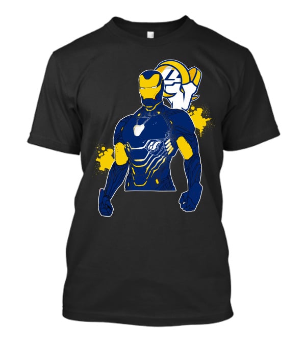 Iron Man Blue And Yellow With Los Angeles Rams T-Shirt