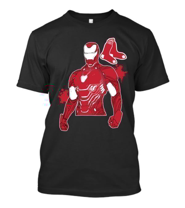 Iron Man Boston Red Sox Crossover Iconic Marvel Mlb Fusion T-Shirt