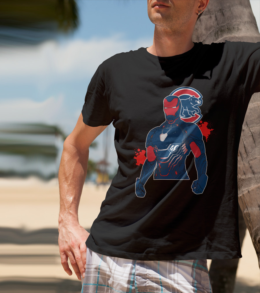 Iron Man Meets Chicago Cubs Crossover T-Shirt