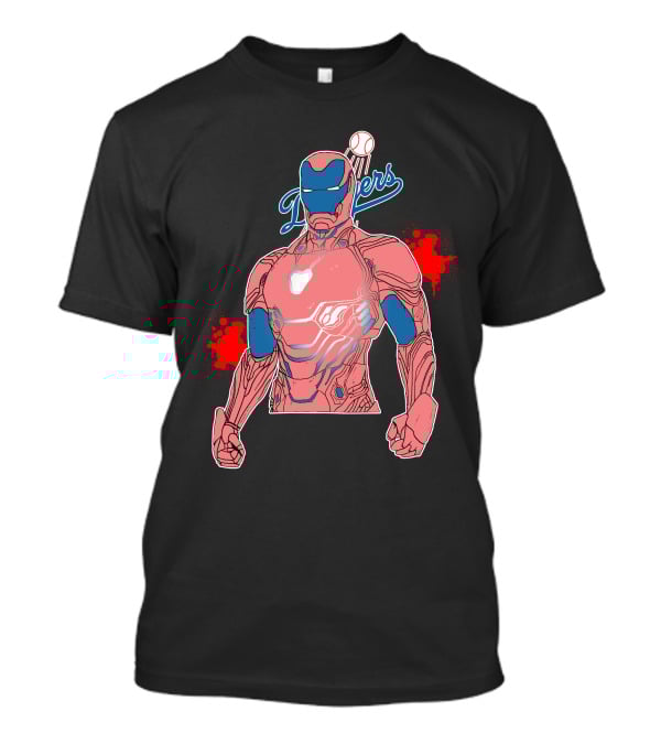Iron Man Dodgers Baseball Fusion Heroic Crossover T-Shirt