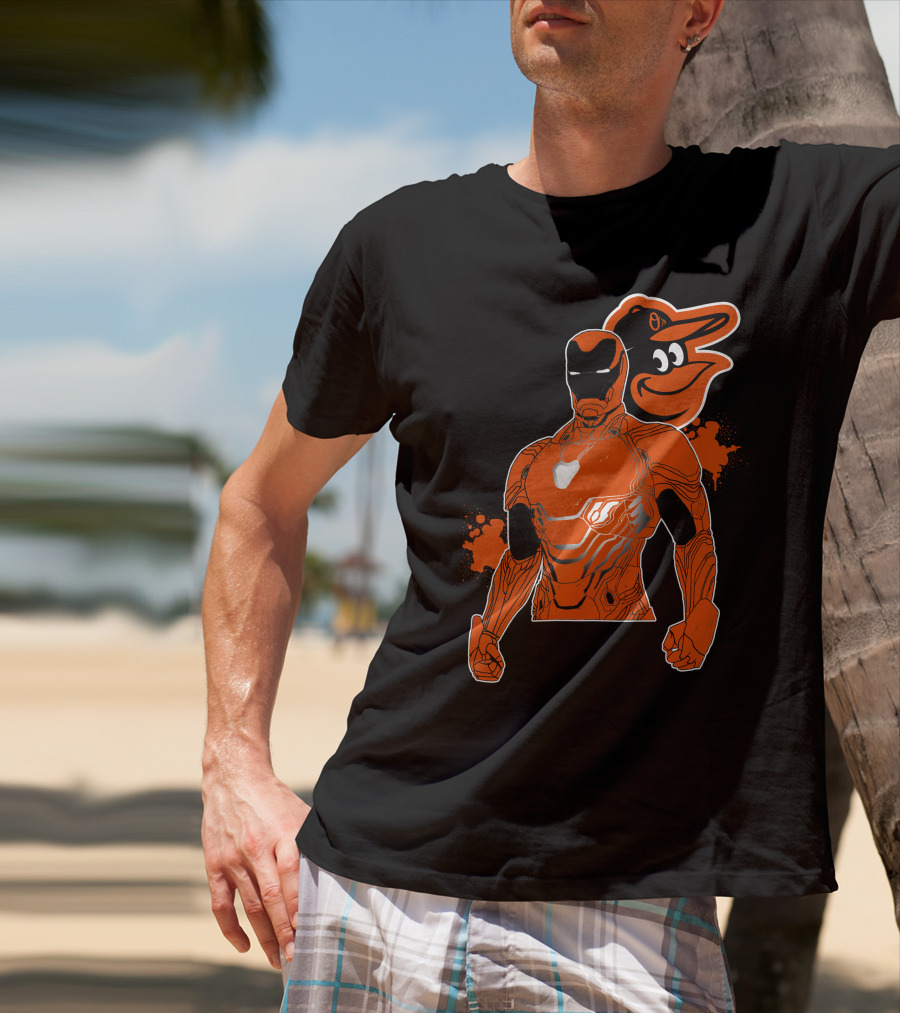 Iron Man And Baltimore Orioles Mashup T-Shirt