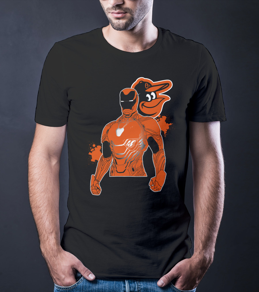 Iron Man And Baltimore Orioles Mashup T-Shirt