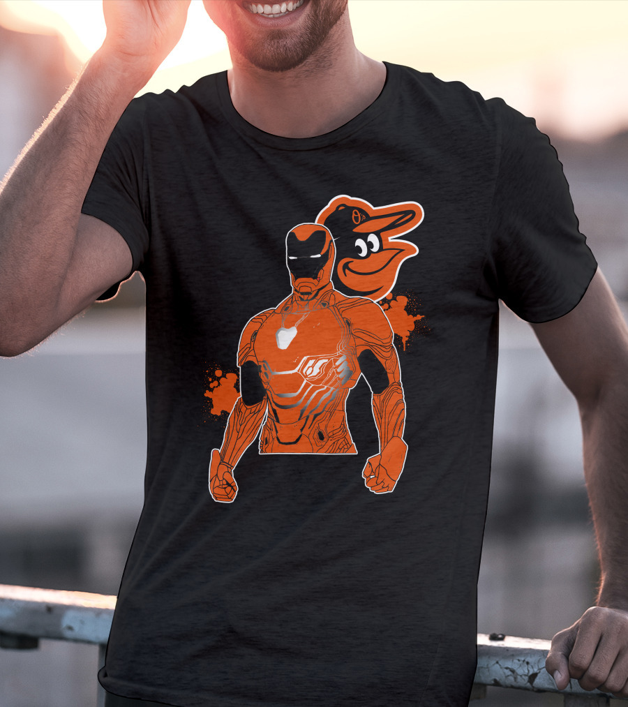 Iron Man And Baltimore Orioles Mashup T-Shirt