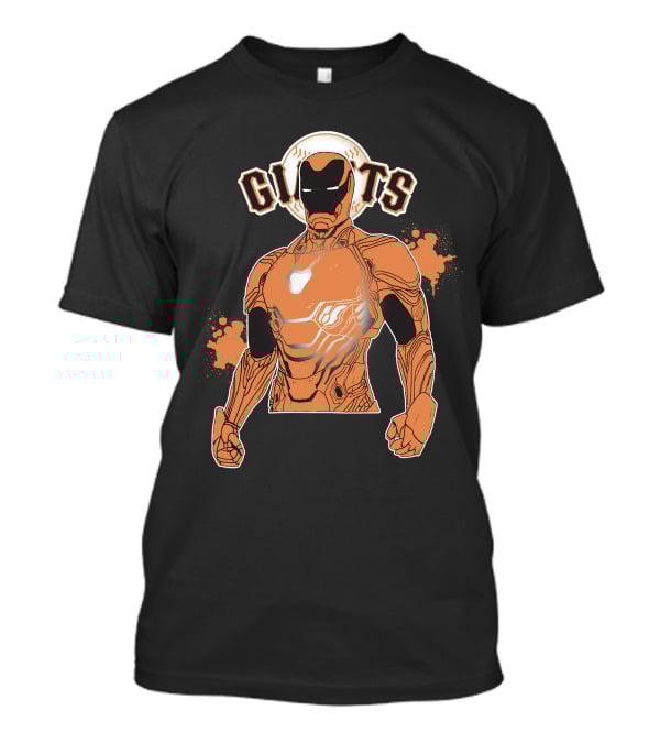 Iron Man Giants Mashup San Francisco Giants Orange And Black Superhero Crossover T-Shirt