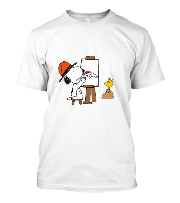Broncos Snoopy Painting Nfl Team Logo With Woodstock T-Shirt