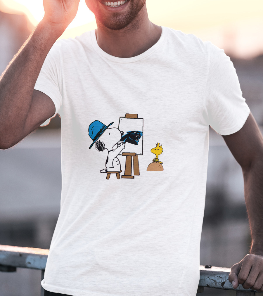 Panthers Painting With Snoopy And Woodstock T-Shirt