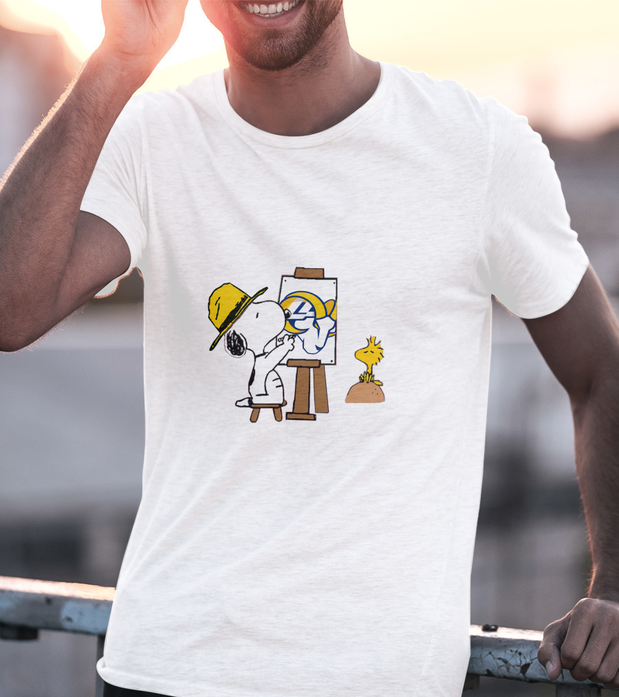 Los Angeles Rams Snoopy Painting With Woodstock T-Shirt