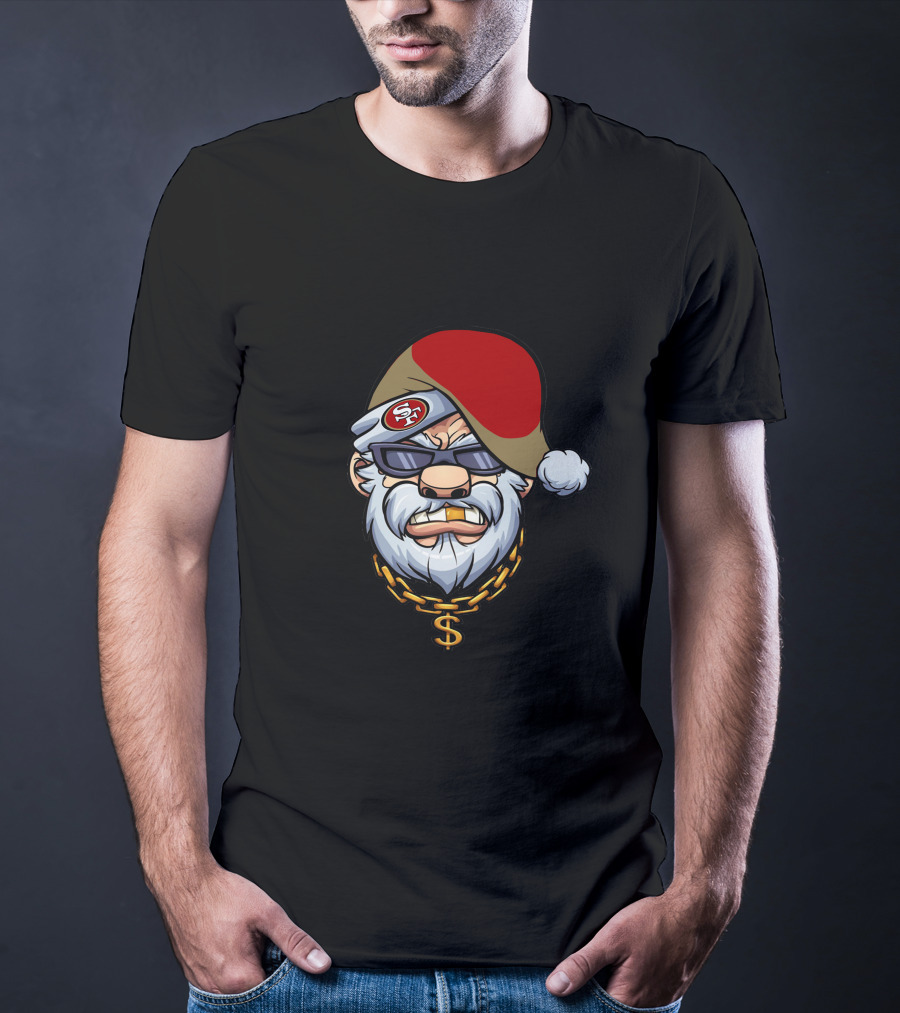 49ers Santa Gangster Chains And Shades T-Shirt