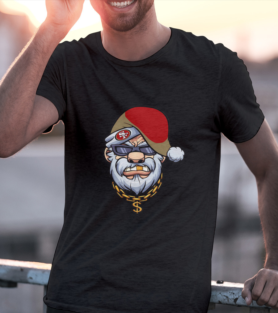 49ers Santa Gangster Chains And Shades T-Shirt