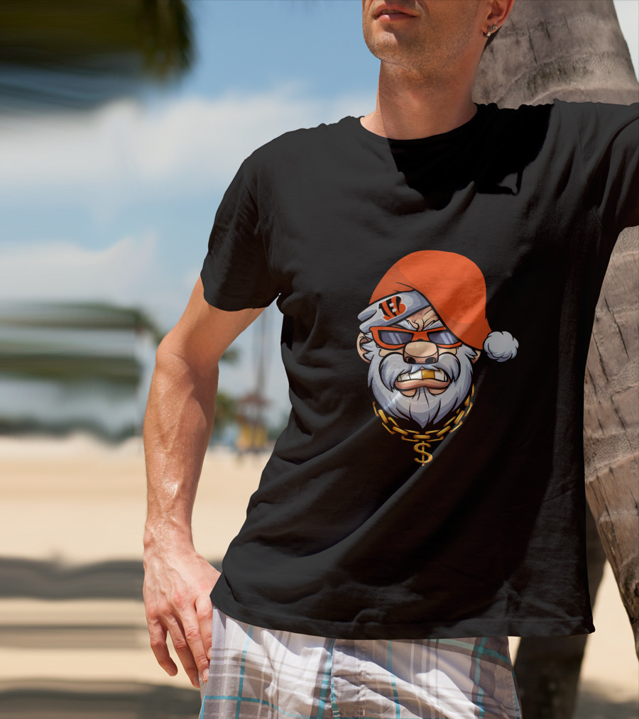 Bengals Santa Cool Shades And Chain T-Shirt