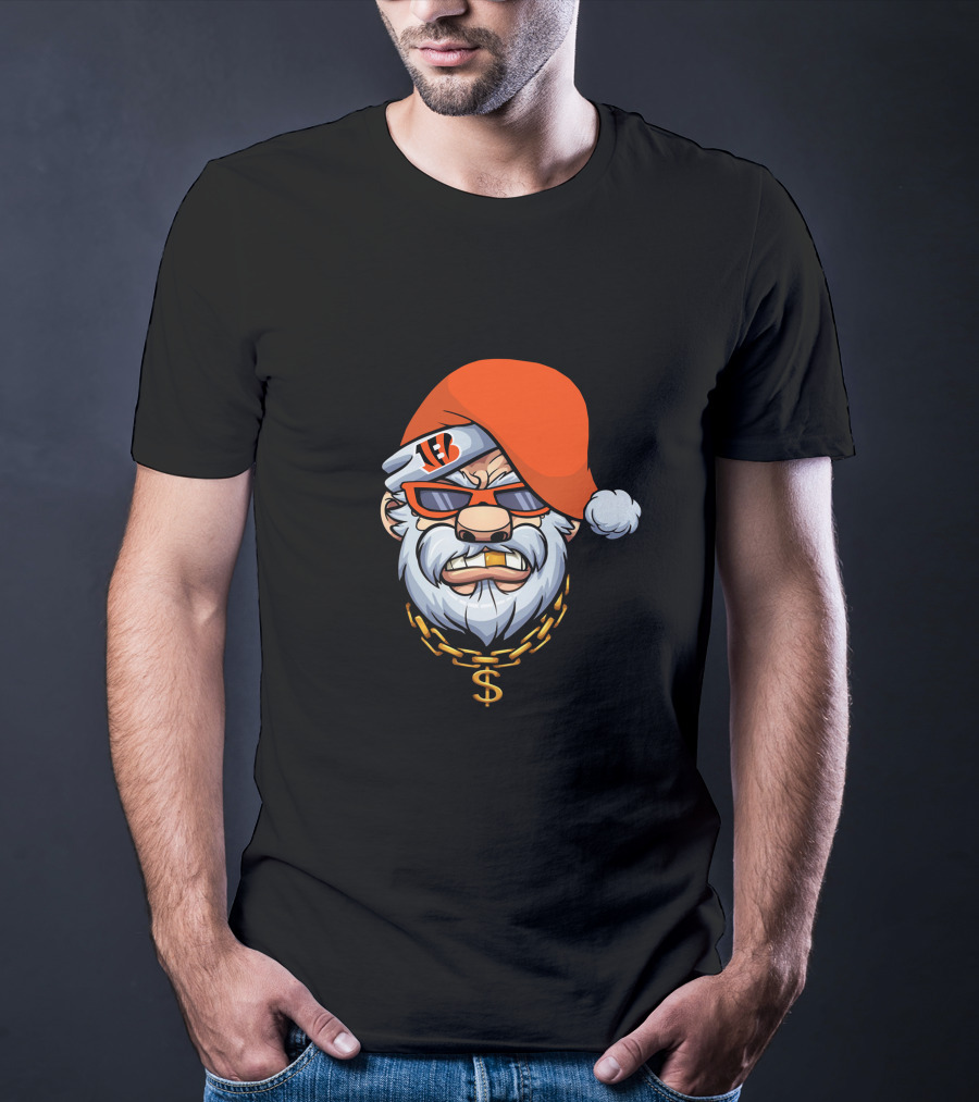 Bengals Santa Cool Shades And Chain T-Shirt