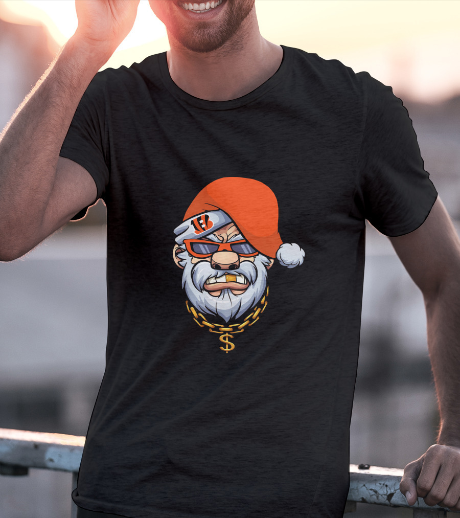 Bengals Santa Cool Shades And Chain T-Shirt