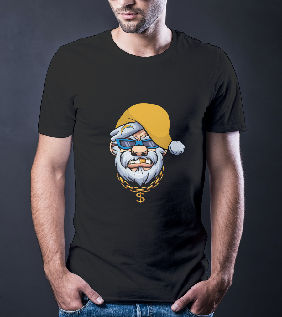 Gangster Santa Chargers Style Christmas Look With Money Chain T-Shirt