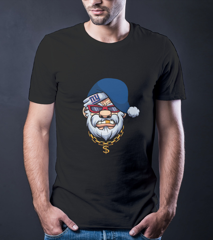 Giants Santa With Gold Chain And Gangster Style T-Shirt