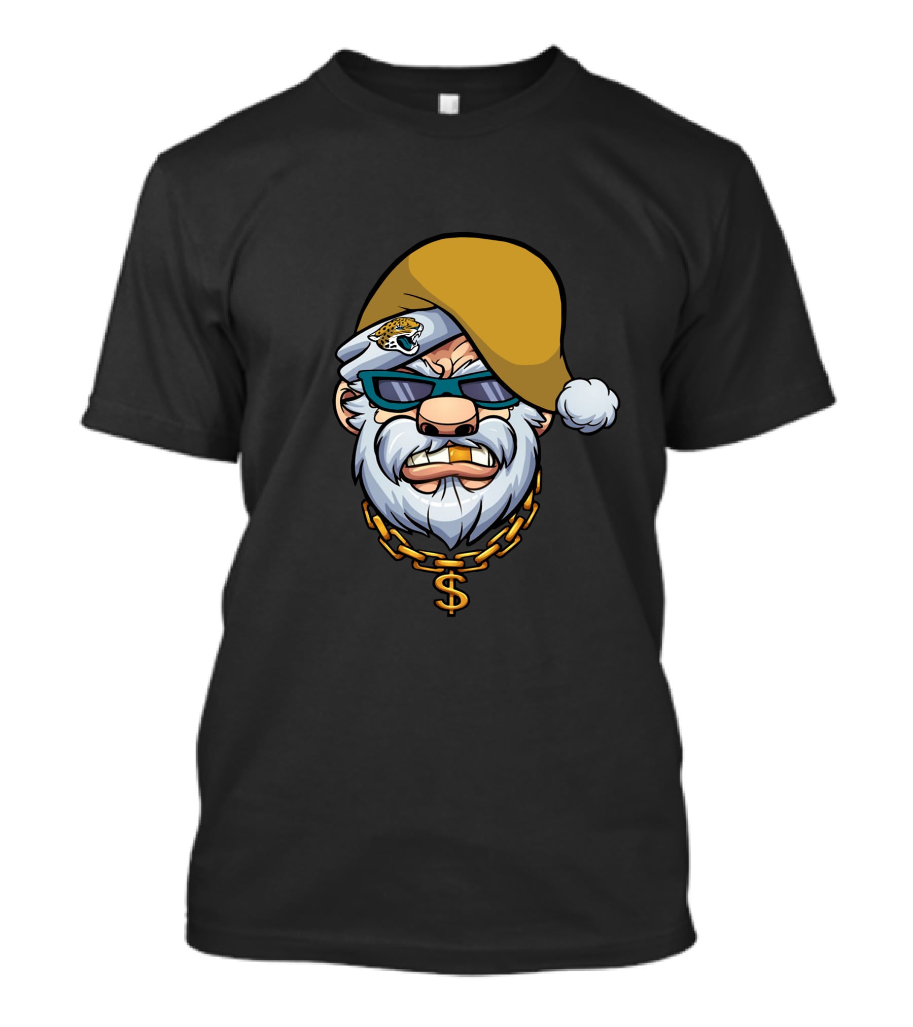 Jaguars Gangster Santa Dollar Sign Chain T-Shirt