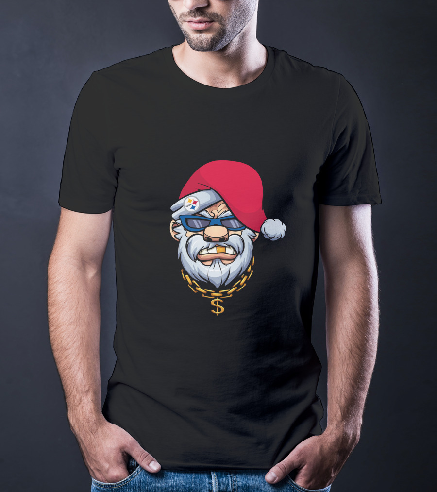 Steelers Gangster Santa Claus With Sunglasses And Gold Chain T-Shirt