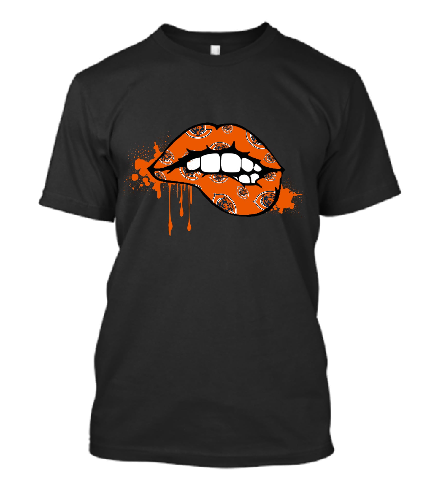 Dripping Lips With Chicago Bears Logo T-Shirt