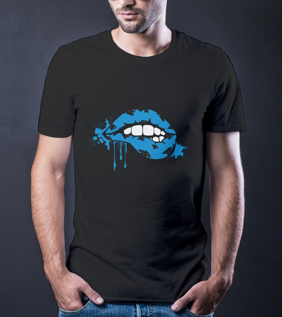 Dripping Lips Carolina Panthers Mouth T-Shirt
