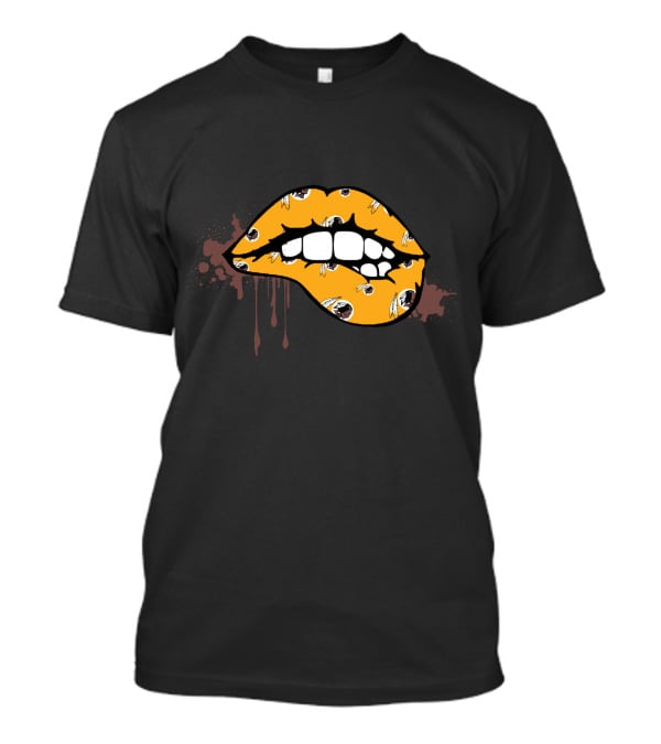 Dripping Lips Patterned With Iconic Redskins Logos T-Shirt