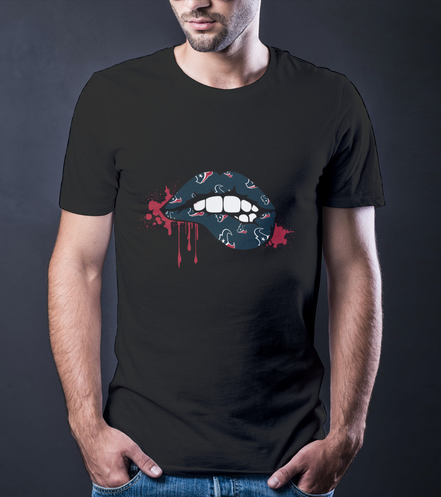 Dripping Lips With Houston Texans Logo T-Shirt