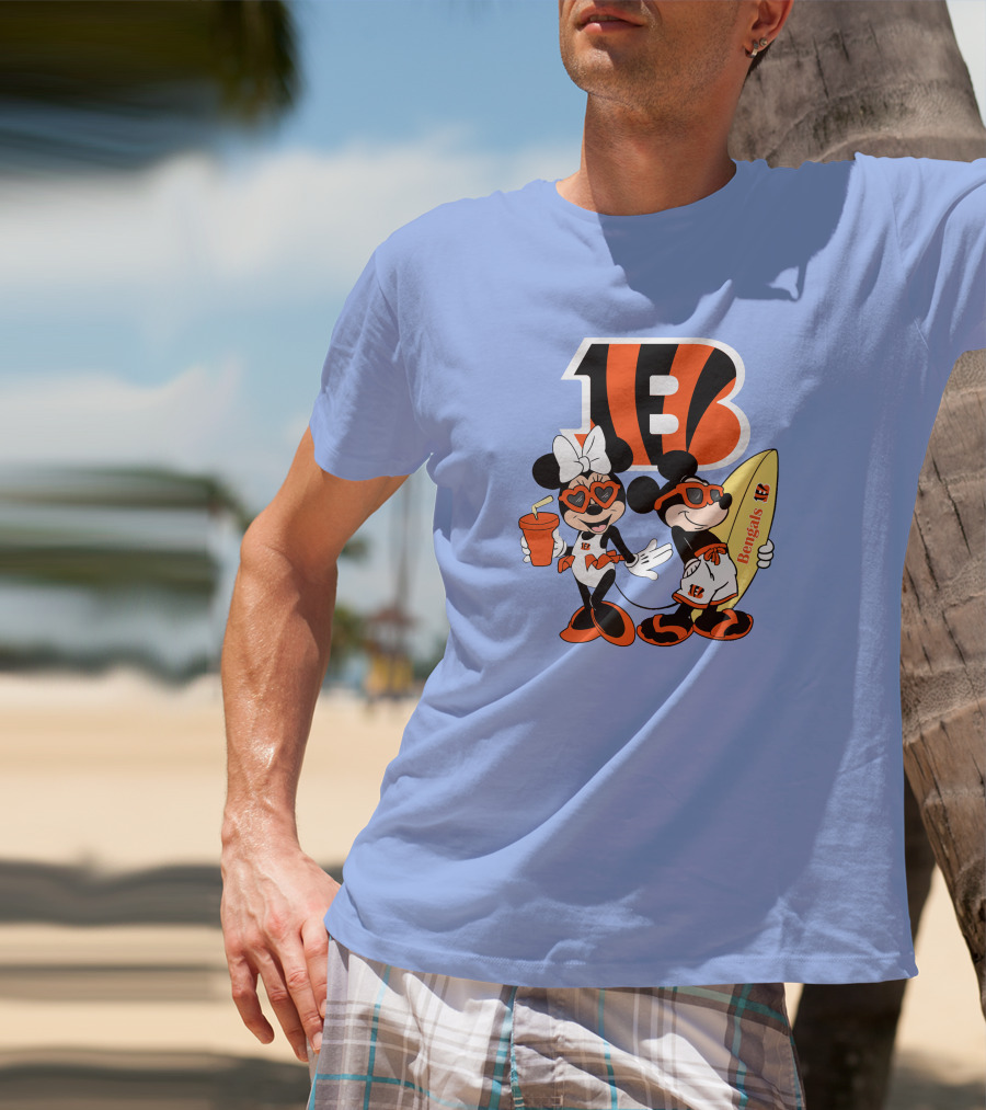 Bengals Mickey And Minnie Vacation Surfer Adventure T-Shirt