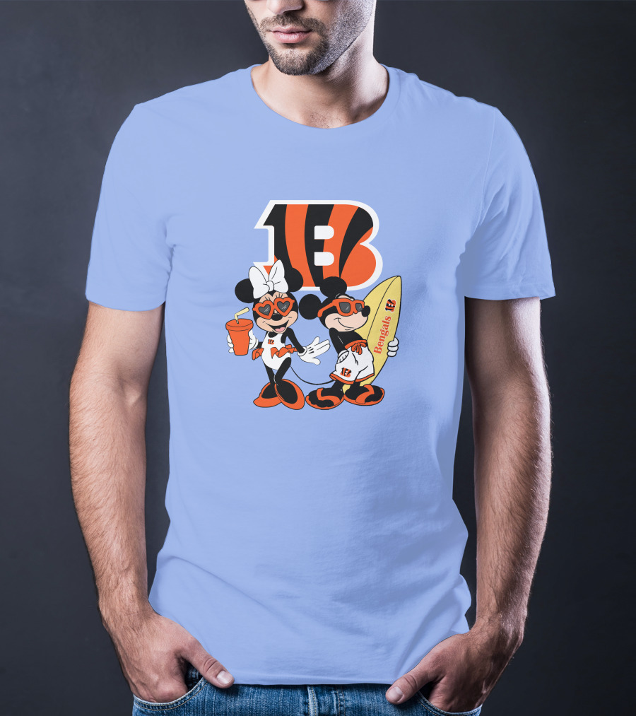 Bengals Mickey And Minnie Vacation Surfer Adventure T-Shirt