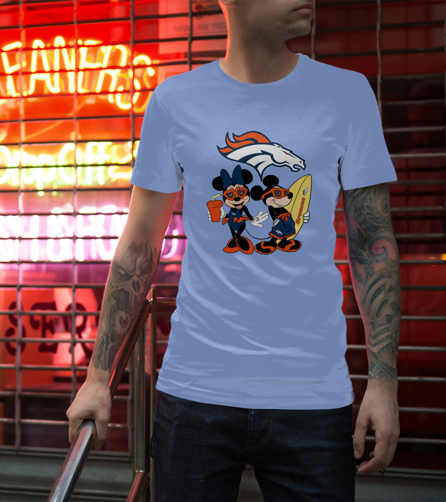 Broncos Mickey Minnie Vacation Surfing Adventure T-Shirt