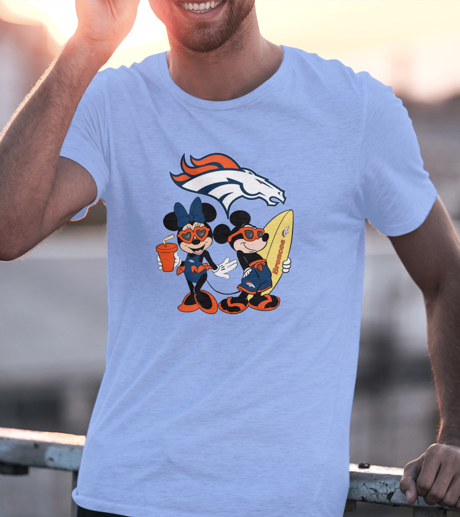 Broncos Mickey Minnie Vacation Surfing Adventure T-Shirt