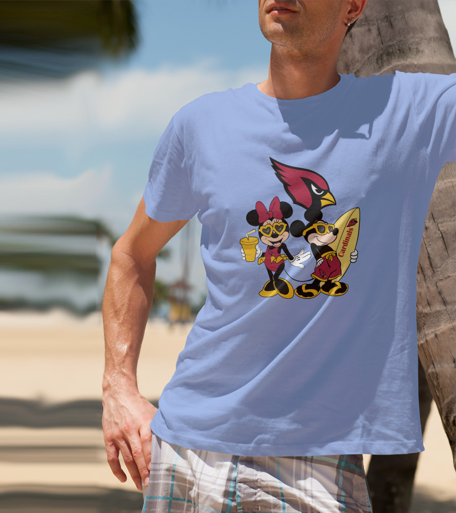 Cardinals Mickey Happy Vacation Surfboarding Fun T-Shirt
