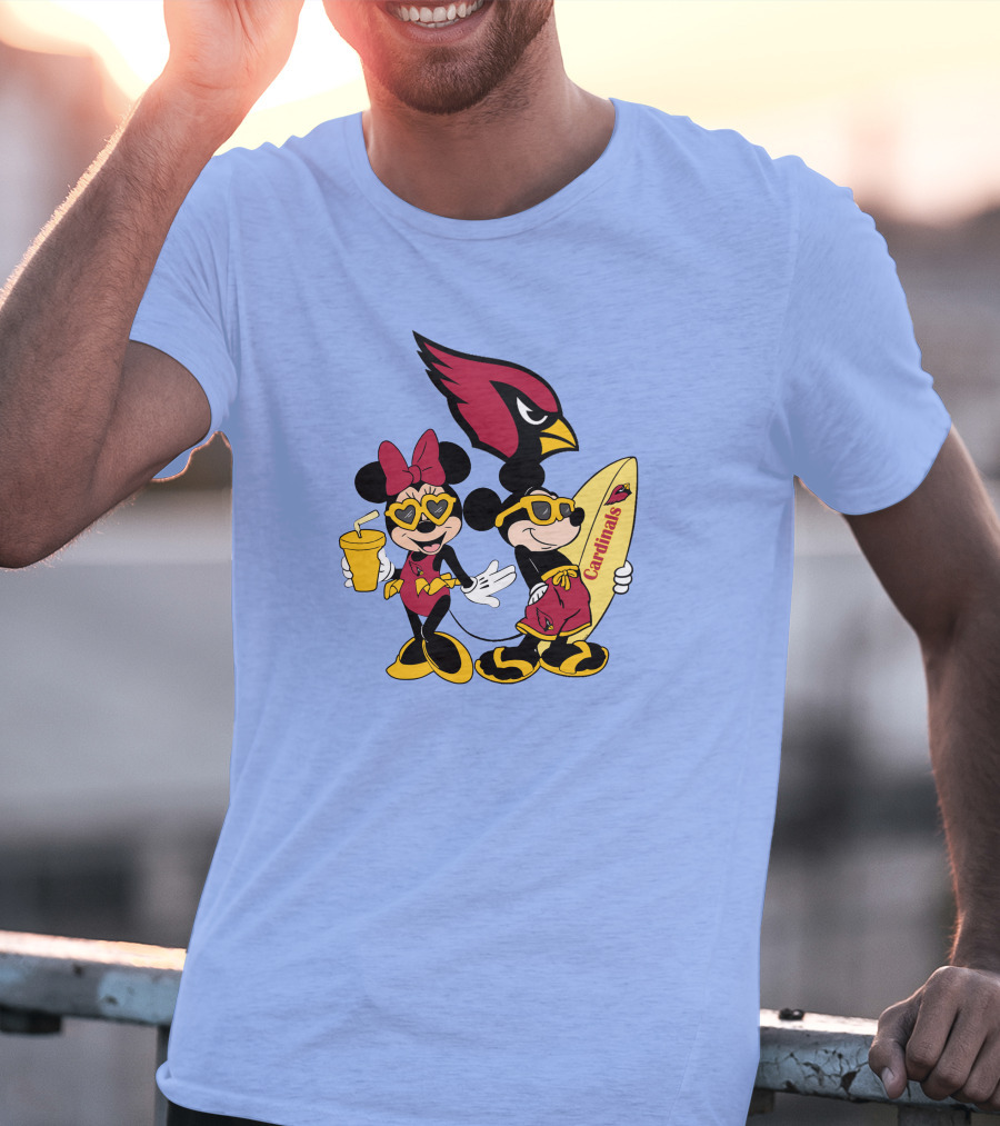 Cardinals Mickey Happy Vacation Surfboarding Fun T-Shirt