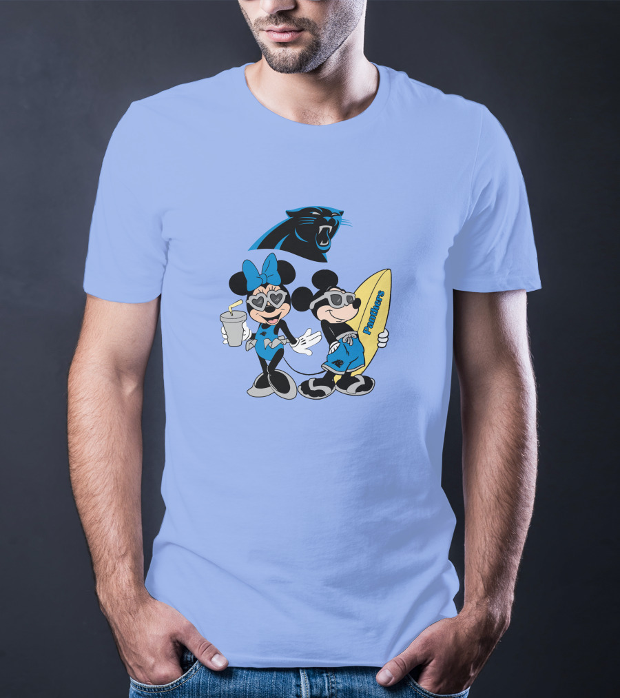 Mickey And Minnie Panthers Surfing Vacation T-Shirt