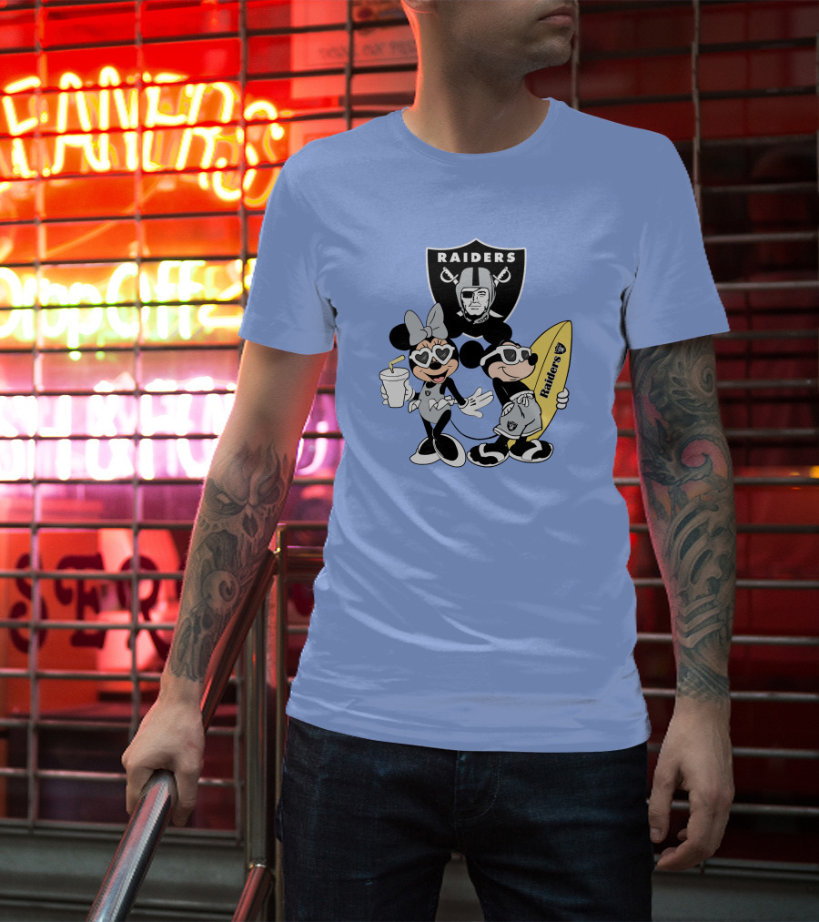 Raiders Mickey Minnie Vacation Surfing Fun T-Shirt