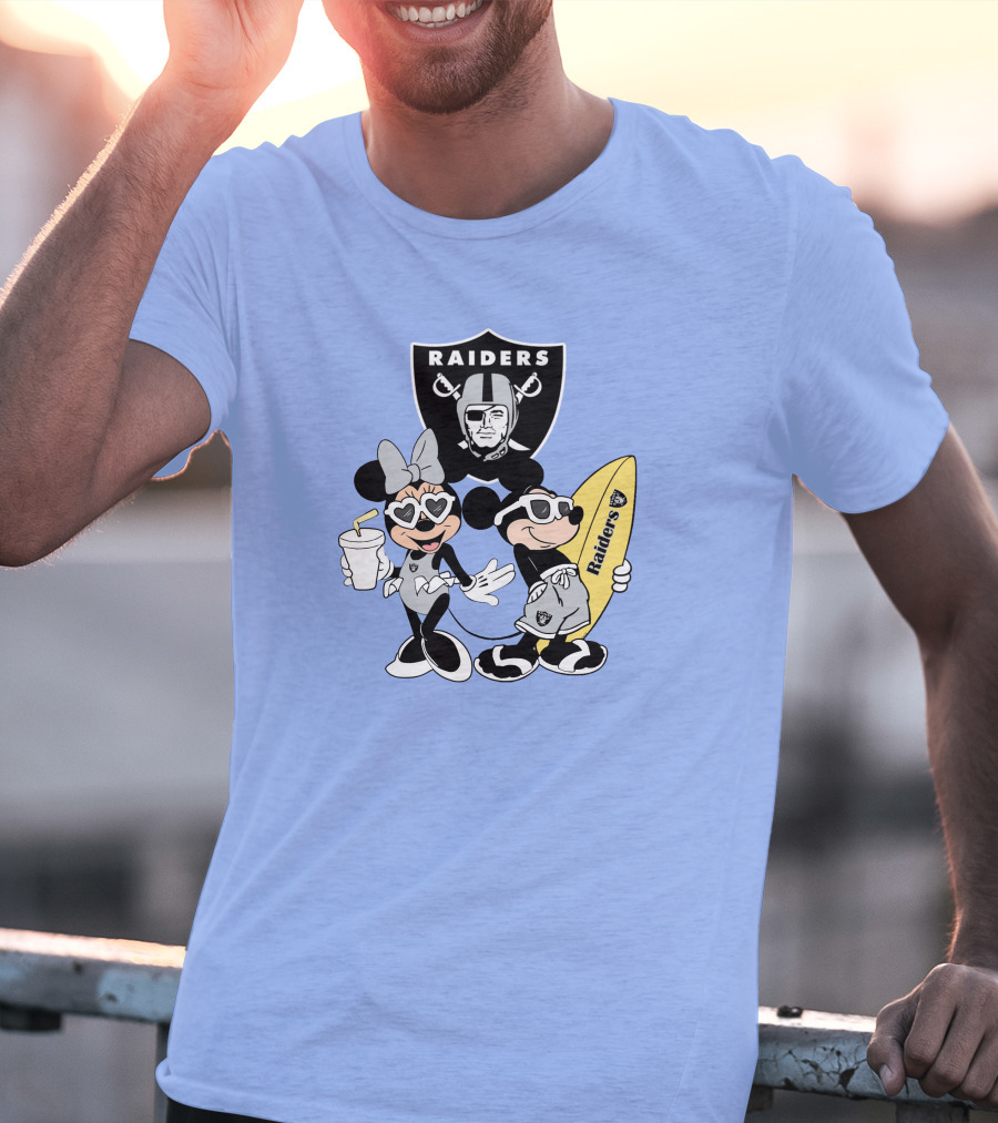 Raiders Mickey Minnie Vacation Surfing Fun T-Shirt