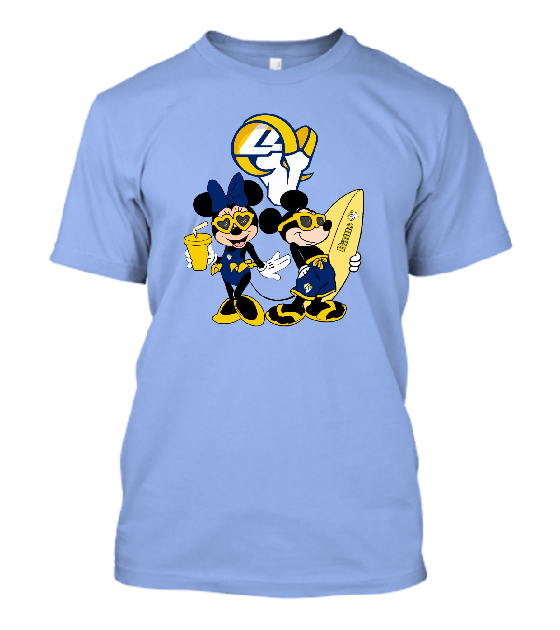 Rams Mickey Happy Vacation Football Surf Adventure T-Shirt