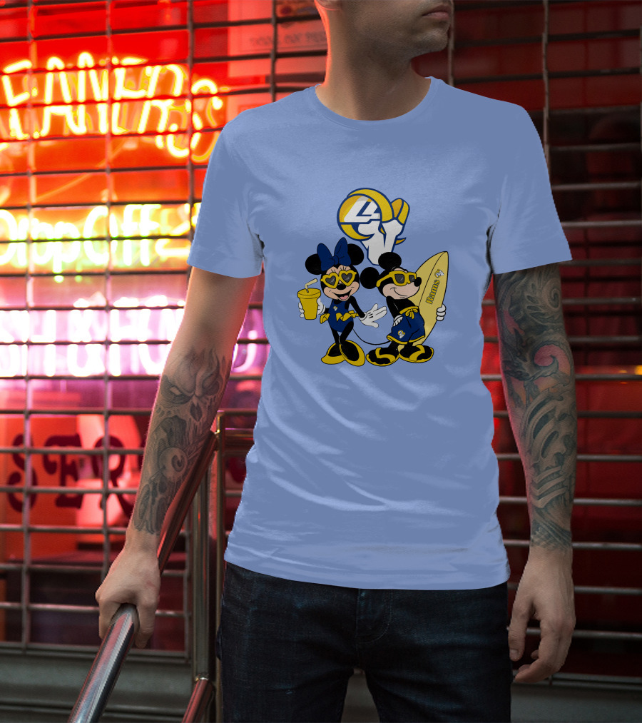 Rams Mickey Happy Vacation Football Surf Adventure T-Shirt