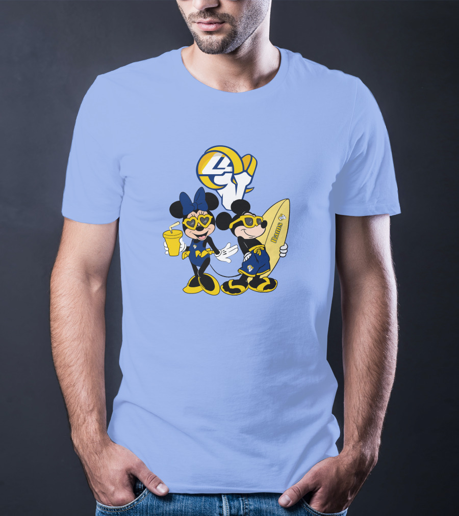 Rams Mickey Happy Vacation Football Surf Adventure T-Shirt