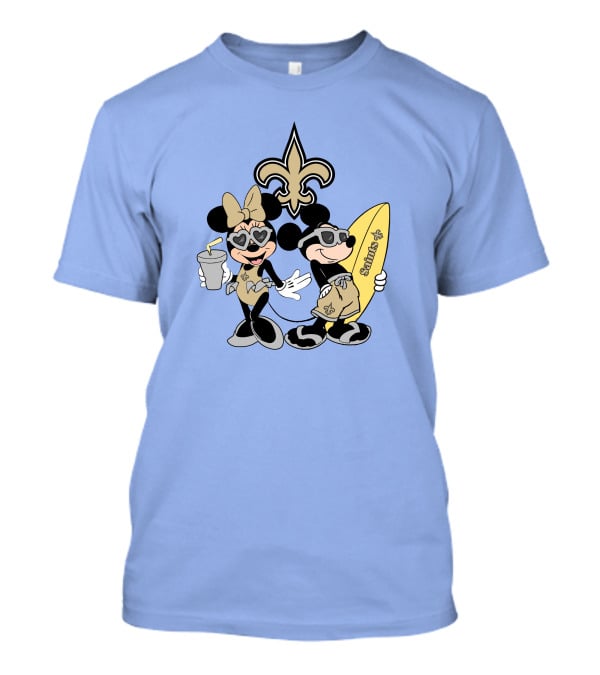 Saints Mickey Happy Vacation Fleur-De-Lis Surfboard T-Shirt