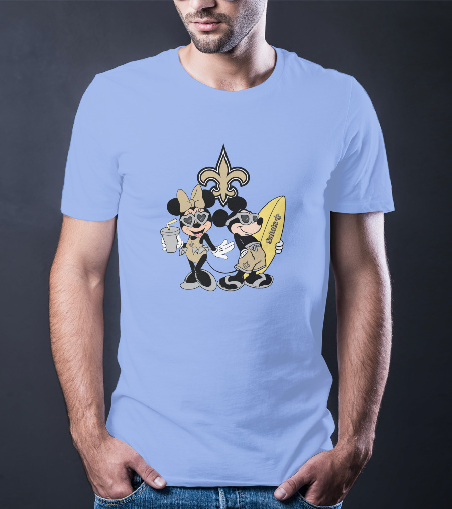 Saints Mickey Happy Vacation Fleur-De-Lis Surfboard T-Shirt