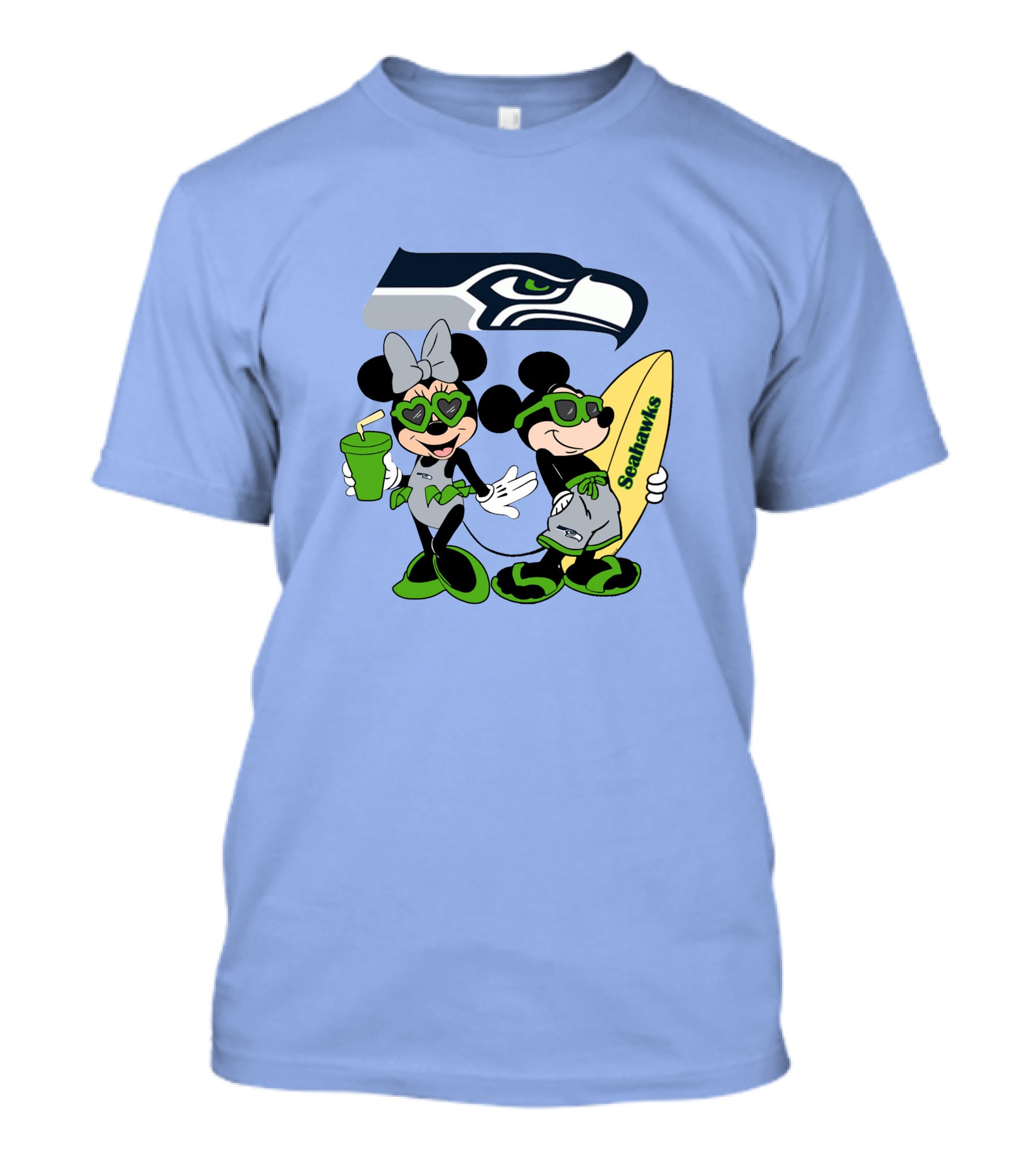 Seahawks Mickey And Minnie Happy Vacation Surfing Adventure T-Shirt