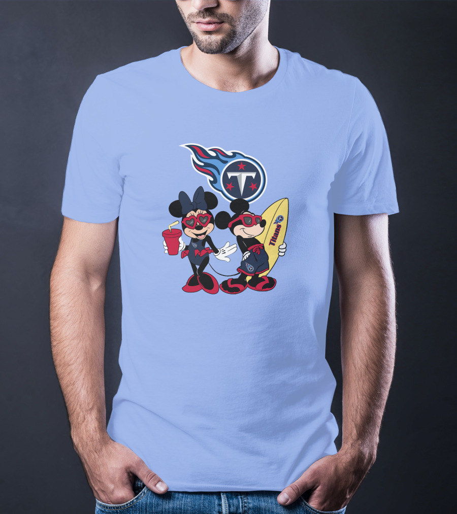 Titans Mickey Minnie Vacation With Tennessee Surfboard And Soda T-Shirt