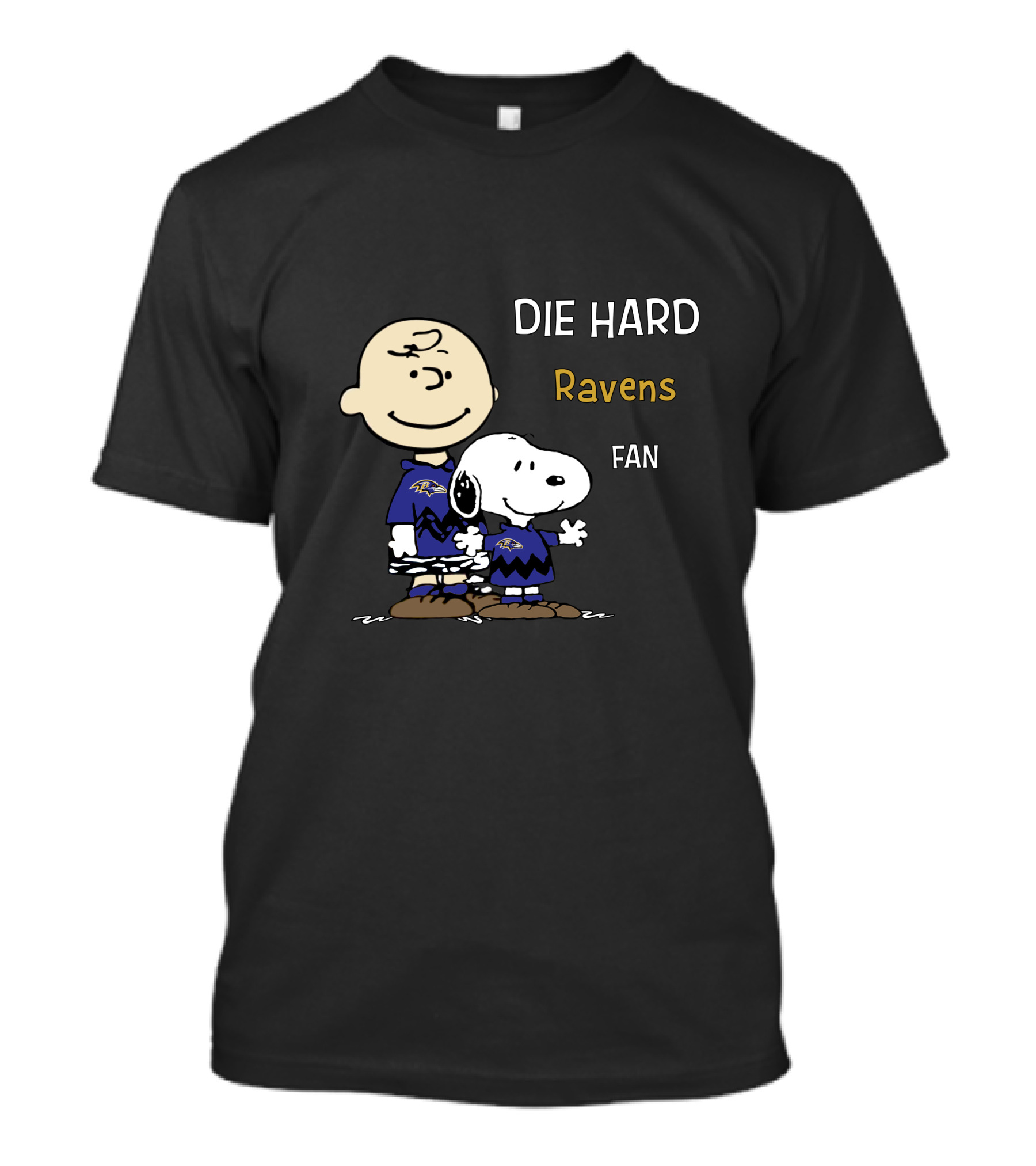 DIE HARD Baltimore Ravens Fan Snoopy Charlie Brown T-Shirt