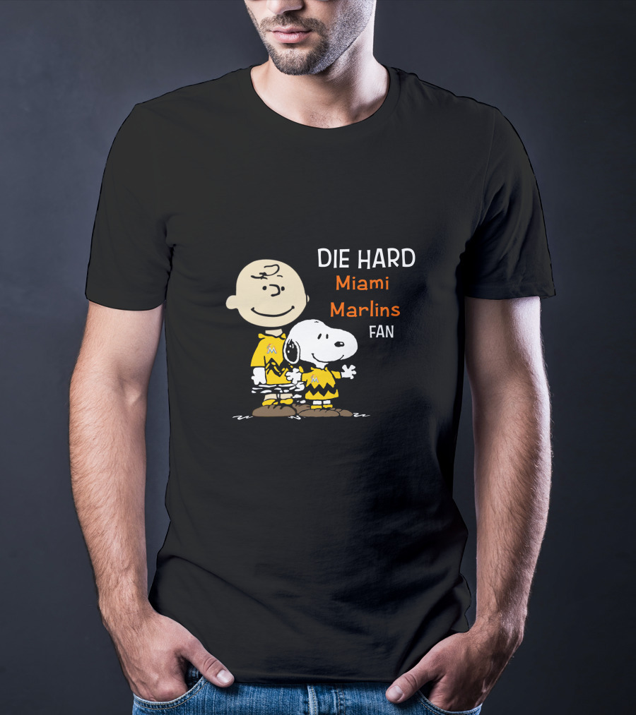 Die Hard Miami Marlins Fan Snoopy And Charlie Brown T-Shirt