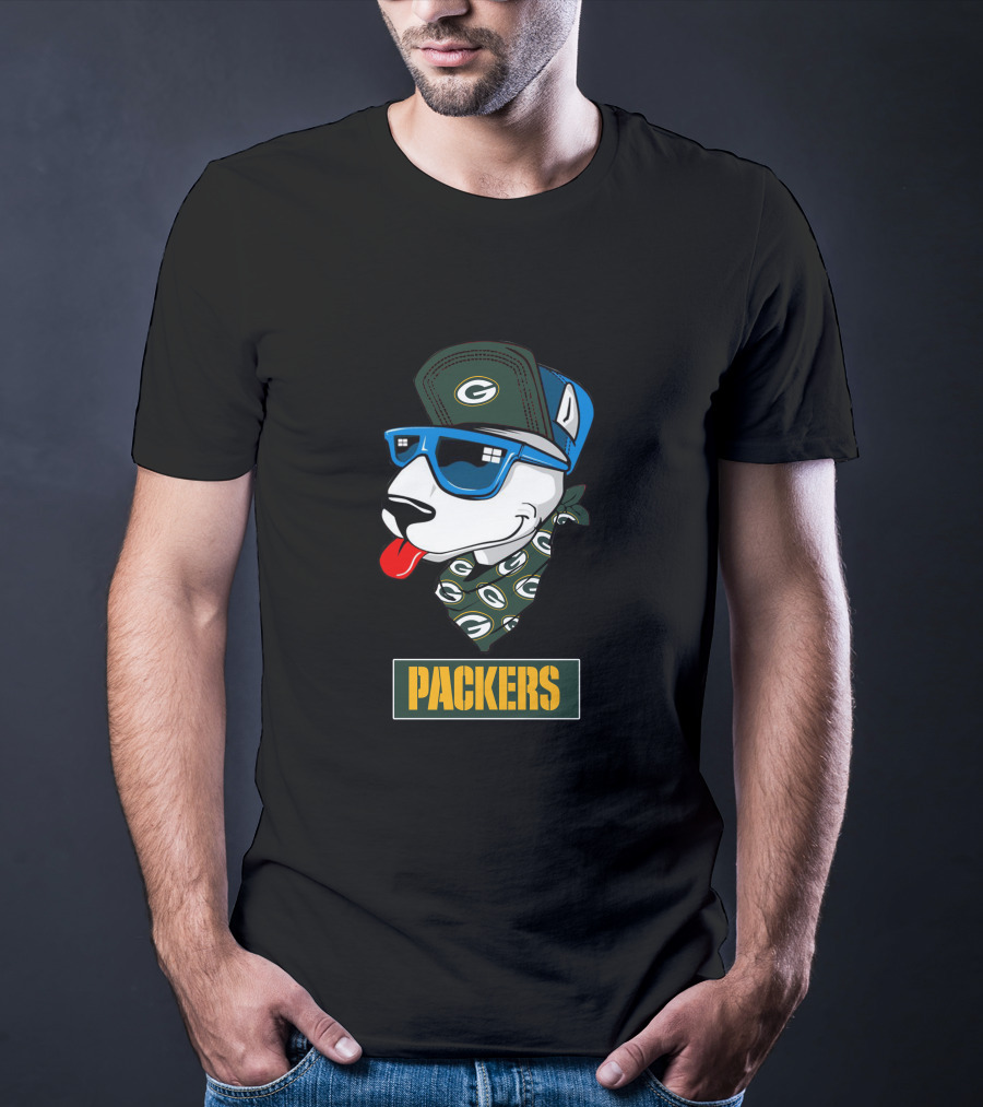 Packers Bull Terrier With Cap And Bandana T-Shirt
