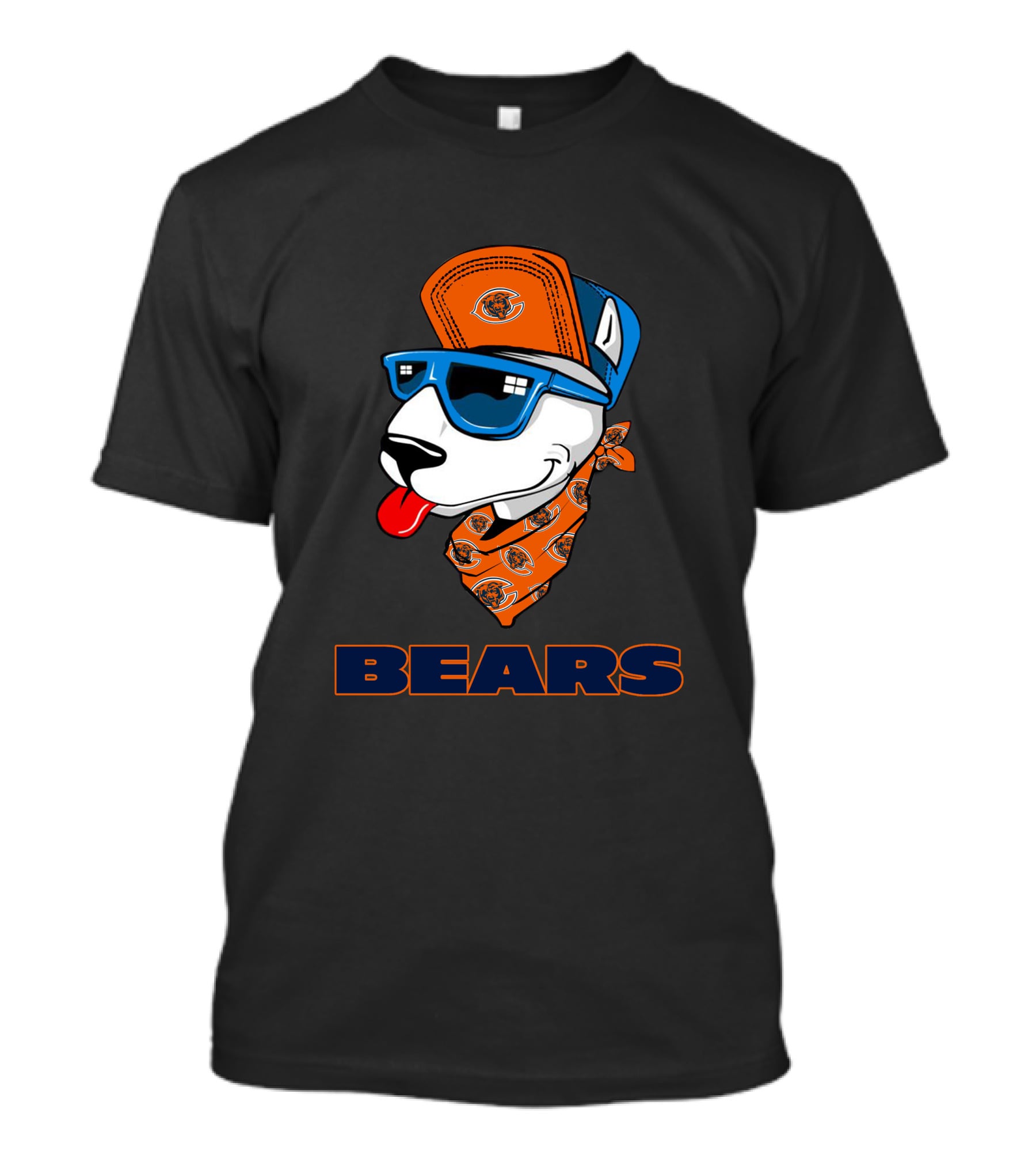 Bears Bull Terrier Cool Dog With Bandana And Cap T-Shirt