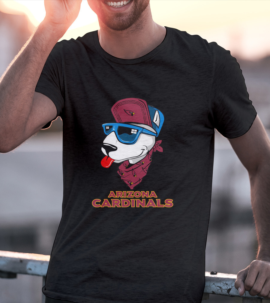 Arizona Cardinals Bull Terrier Wearing Sunglasses And Bandana T-Shirt
