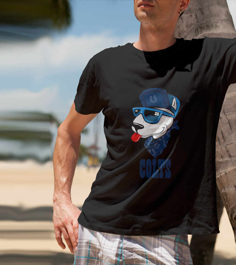 Colts Bull Terrier Wearing Sunglasses And Bandana With Horseshoe T-Shirt