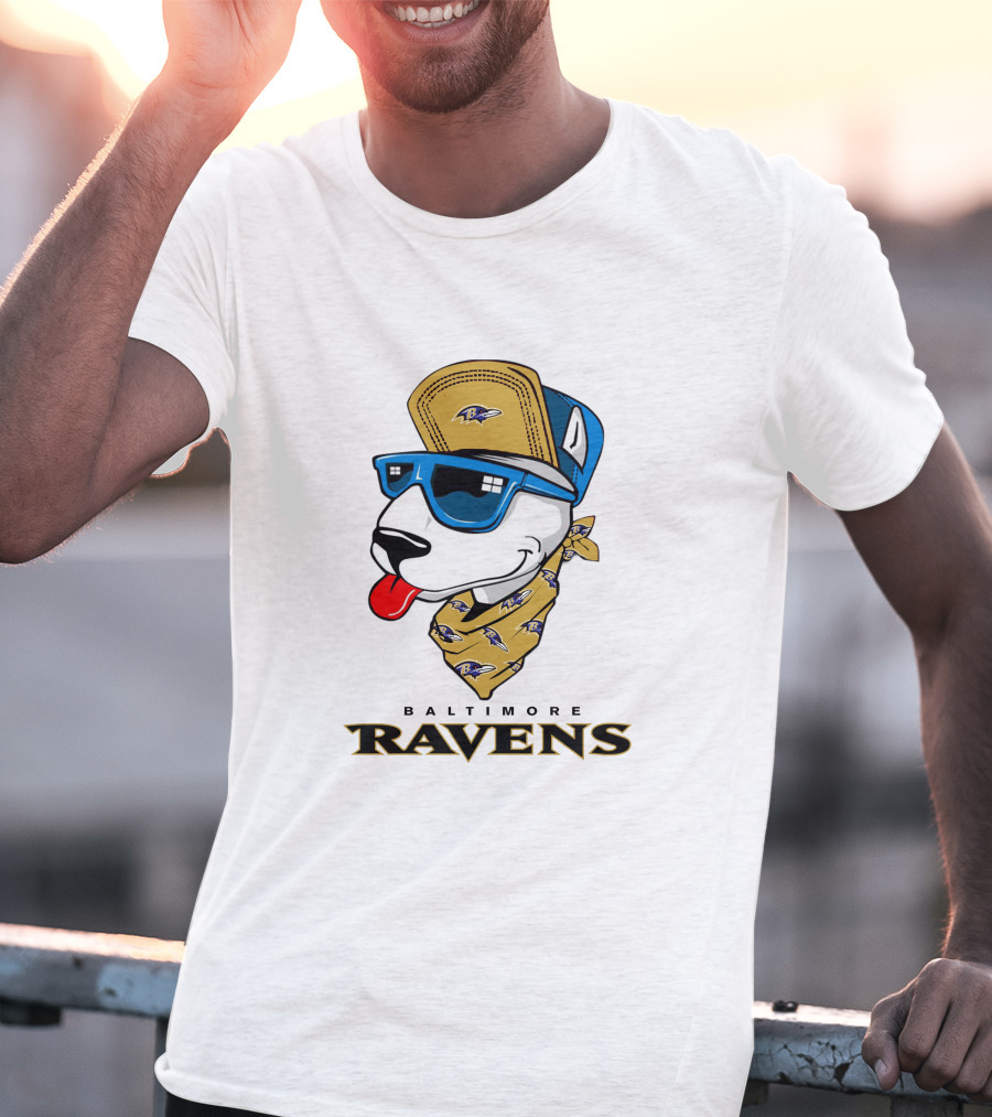 Baltimore Ravens Bull Terrier Bandana Mascot T-Shirt