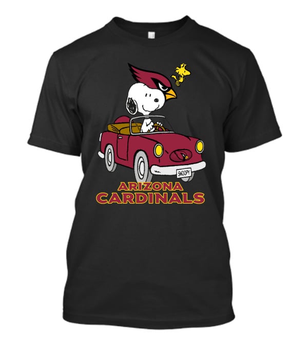 Arizona Cardinals Snoopy Woodstock Driving Adventure T-Shirt