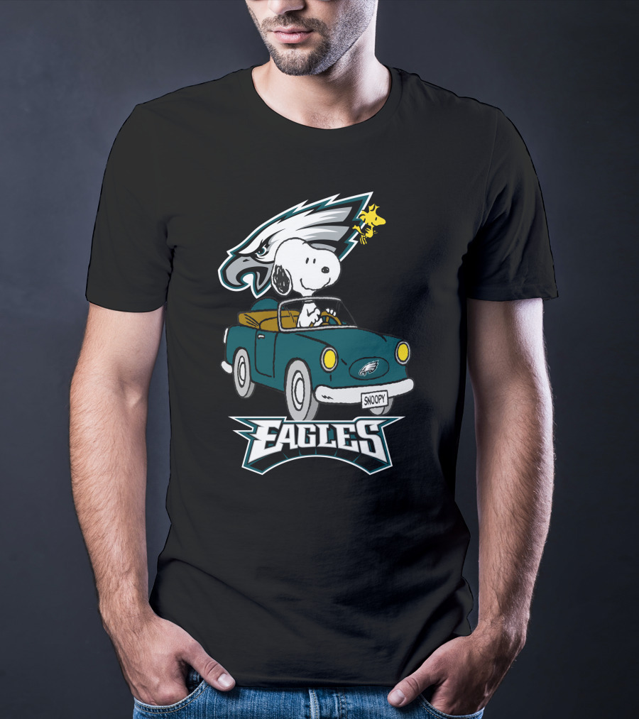 Philadelphia Eagles Snoopy Woodstock Driving Fun T-Shirt